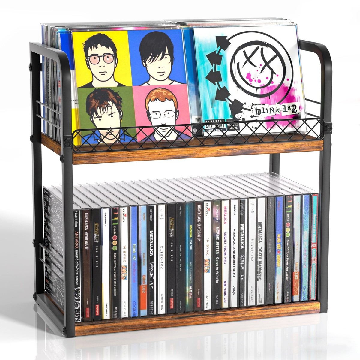 G1950 CDラック❗️ 2 Tier CD Holder CD Storage Rack CD Organizer With Display Top