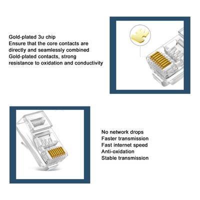 100Pcs Rj45 Cat5E Modular Ungeschirmt Vergoldet Netzwerke Kabel Anschlüsse DON