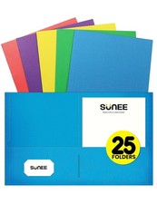 Folders with Pockets 25 Pack, Assorted Colors , 2 Pocket Folders Fit Letter S...