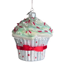 Cupcake Glass Ornament Kurt Adler Noble Gems Sweet Shop Christmas Food 3.5"