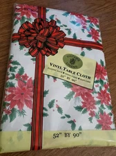 Sultans Linens Oblong Vinyl Table Cloth 52"x90" Christmas Holiday Flannel Back
