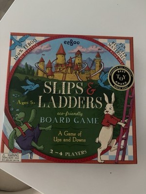 eeBoo Slips & Ladders Eco-Friendly Board Game Animals, 2-4 Players, Ages 5+
