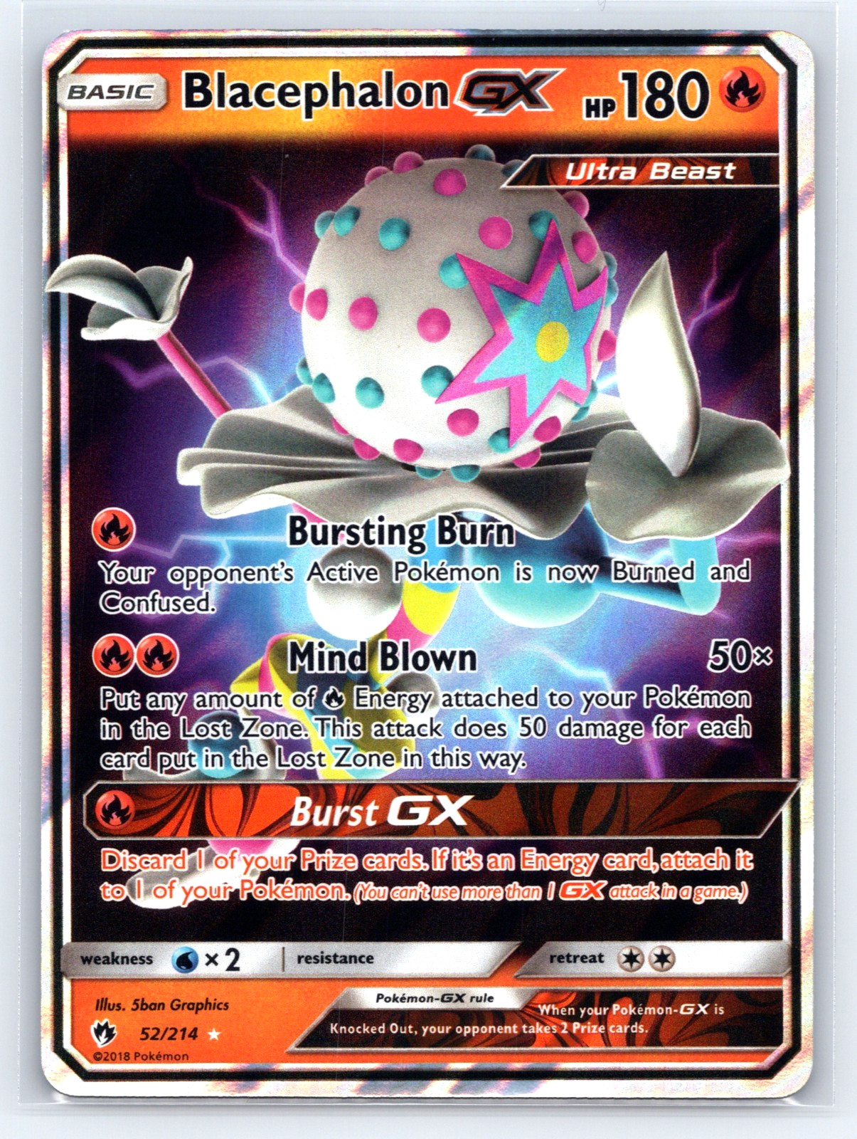 Blacephalon GX Holo Ultra Rare Pokemon SM - Lost Thunder 52/214 NM
