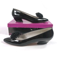 Liz Claiborne Womens Size 9 N Black Patent Leather Bow Kitten Heel Vintage 80s