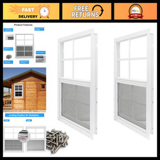 2 Pack 12x18 Flush Mount Shed Windows with Tempered Glass Fiberglass Screen -