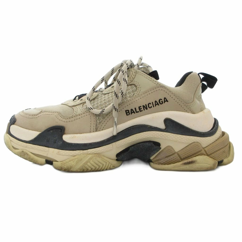 BALENCIAGA TRIPLE S WOMEN Triple Dad Sneakers Shoes Thick Sole Logo 24cm Beige G