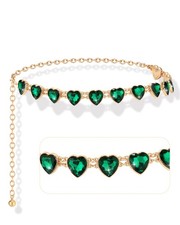 Girl Belts Rhinestone,Kid Heart Chain Adjustable Solid Colorful Metal Waist B...