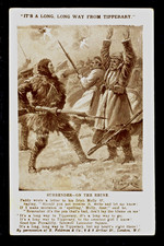 WW1 POSTCARD GERMANS SURRENDER TO USA SOLDIERS ON THE RHINE LONG WAY TRIPPERARY