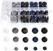 110Pcs Mixed Sewing Buttons, 4-Hole Craft Round, 5 Color 3 Size 15mm,20mm,25mm 