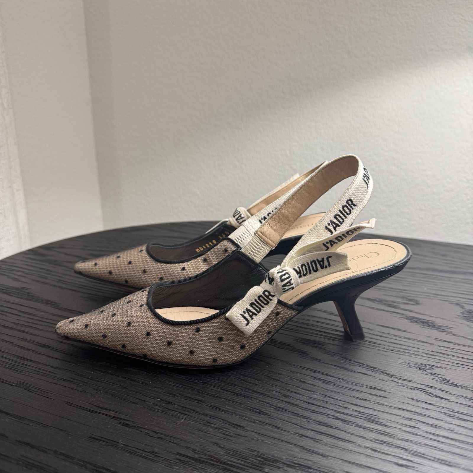 Christian Dior J'Adior Slingback Pump Mesh Beige/Black 36.5