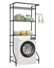 Over Washer and Dryer Storage Shelf Single Row 3 Tiers Washer Rack Black