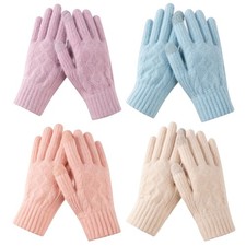 4 Pairs Womens Winter Gloves with Touchscreen Fingers Knit Texting Thermal Wa...