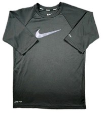 Nike Dri-Fit Swim Shirt Children's Large Black Stretch 3/4 Sleeve UPF 40 