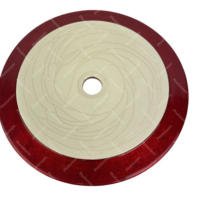 Round Designer Glass Vessel Sink Creme w Metal Red Modern Decor Design OD 15.25''