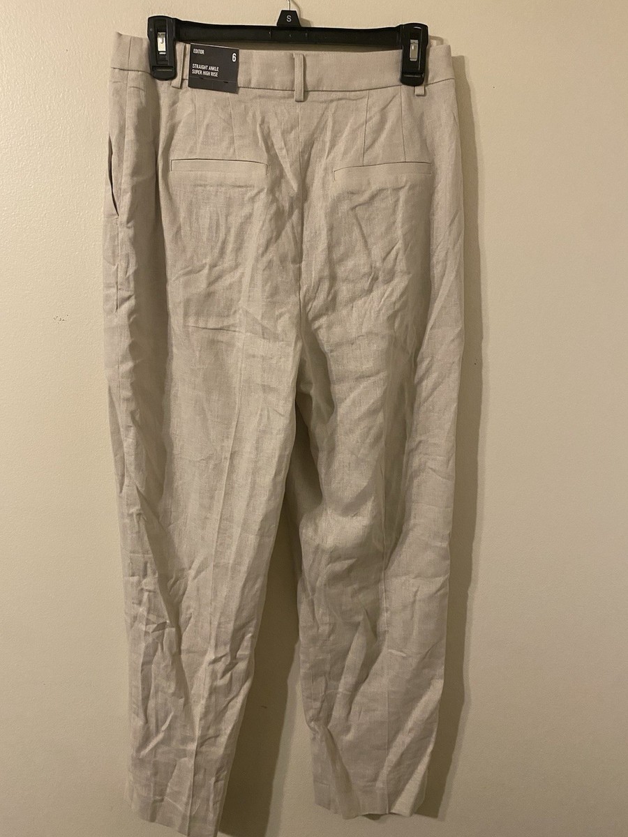 New NWT Beige Express Editor Straight Ankle Super High Rise Slacks Size 6 View 3