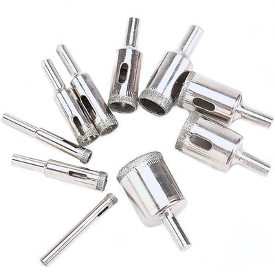 Diamond Drill Bits for Glass, 10 PCS Diamond Hole Saw Drill Bit Set Kit, Glass D