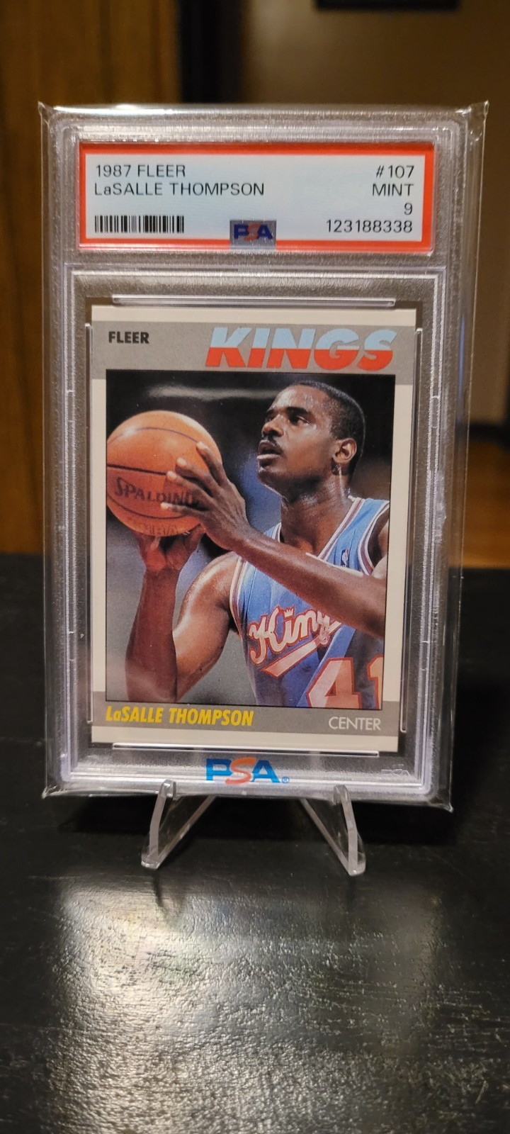 1987 FLEER #107 LaSALLE THOMPSON KINGS PSA 9