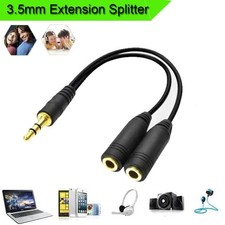 3.5mm AUX Audio Mic Splitter 1 Male to 2 Female Gold Plated Headphone Cable