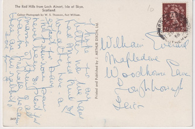 Postkarte Genealogie Mr Everard ? Woodhouse Lane Loughborough PU 1955 My Ref QR