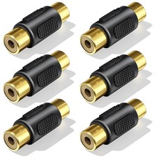 RCA Connector 6-Pack, RCA Female to Female Coupler for Audio Extension, Compatib