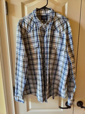 Lucky Brand Pearl Snap Shirt Mens - XXL - Plaid Long Sleeve Saturday Stretch