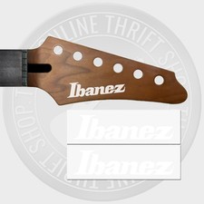 Ibanez Waterslide Guitar Neck Headstock Transfer Decals WHITE Set of 2