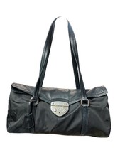 Tessuto Nylon Nappa Foldover Pushlock Satchel Black Prada