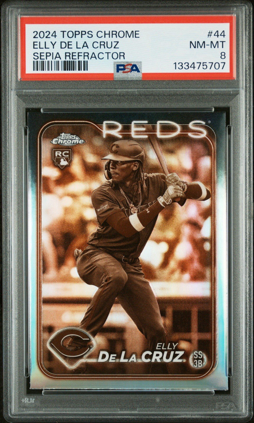 2024 Topps Chrome #44 Elly De La Cruz (RC) Rookie Sepia Refractor PSA 8