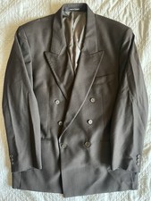 Yves Saint Laurent Made in Canada Vintage DB Peak Lapel Wool Suit Jacket 44 R
