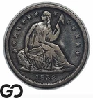 1838 Seated Liberty Half Dime, Large Stars, No Drapery, Choice VF++