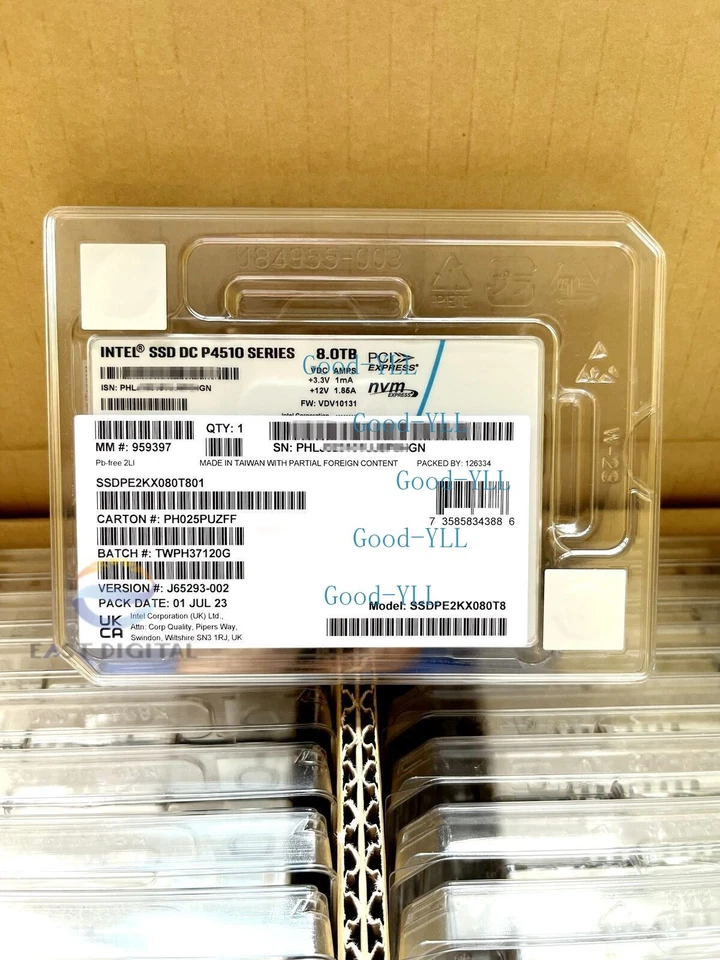 New Intel SSD DC P4510 1TB 2TB 4TB 8TB NVME U.2 2.5" PCIE Series Solid State LOT - Image 3 of 3