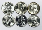 *MIXED DATE SILVER WASHINGTON QUARTER LOT OF 6* *GEM BU’S*  NR #G4052