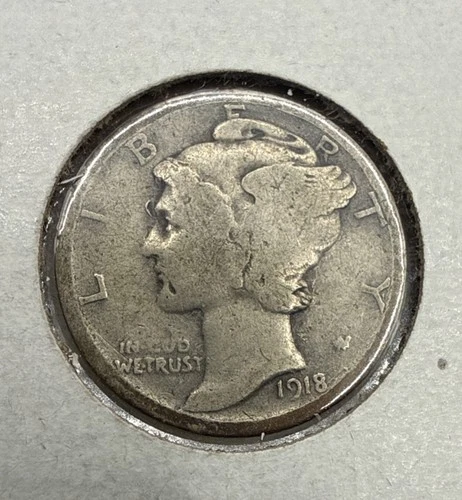 1918-P  Mercury Silver Dime, Good-Very Good Circ. 90% Silver