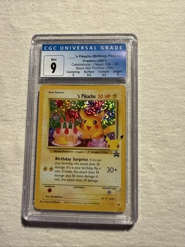 Pokemon 2021 Celebrations Birthday Pikachu Black Star Promo CGC 9 Blue Label