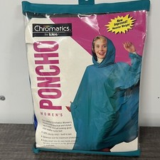 Vintage 1993 Chromatics by Totes Women s Blue Navy Rain Poncho One Size Fits All