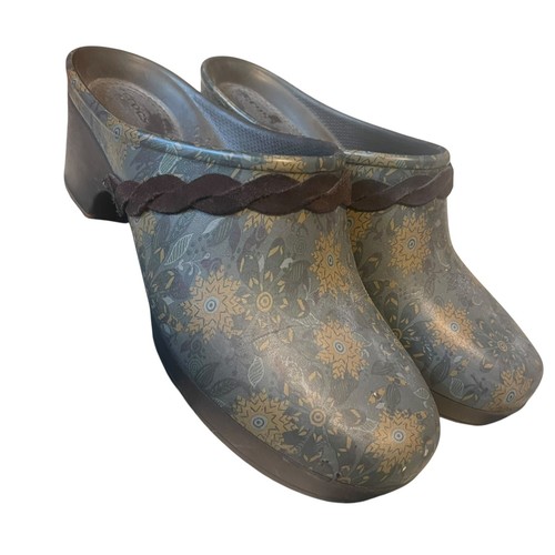 Zuecos Crocs Floral Sarah Cómodos Para Mujer 9 Azul Verde Marrón Zapatos Mula Trenza - Imagen 4 de 6