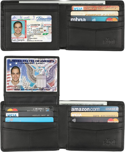 Billetera Hombre Carteras De Cuero Men Minimalista Delgadas Bloqueo Rfid Para-US - Picture 8 of 12