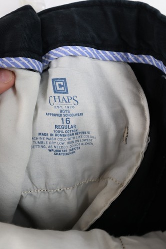 Chaps Chino Pants Black 100% Cotton Relaxed Straight Leg Boys Schoolwear Size 16 - Picture 4 of 9