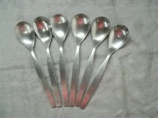 Vintage Oxford Hall BELLPORT Stainless Set of 6~7-1/2" Oval Place Soup Spoon EC