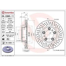 Image of Brembo Prime Line UV Coated Vented Brake Disc - Drilled 09.C880.11 Fits Porsche