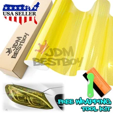 Headlight Hex Holographic Gloss Golden Yellow Taillight Tint Film Fog Honeycomb