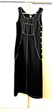 Jex Jeans Midi Dress Sized 38 Euro black contrast stitching 1990s retro U.S. 7
