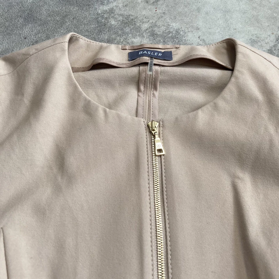 Blazer Basler Mujer 6 Cremallera Frontal Tostado Minimalista Cuello Redondo Elegante Chaqueta Oficina Foto 2 de 4