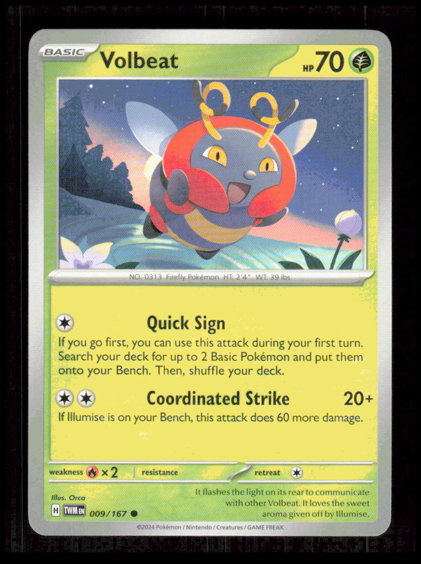 Volbeat 009/167 SV06: Twilight Masquerade Pokemon tcg Card CB-1-9-D-3