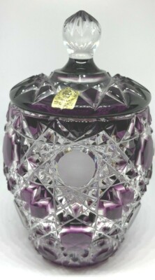BOHEMIAE CAESAR HAND CUT CRYSTAL CANDY DISH OVER 24%Pb (CZECH)