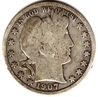 1907 Barber Half Dollar grades GOOD ++ condition ~ FULL RIMS ~ stkh907