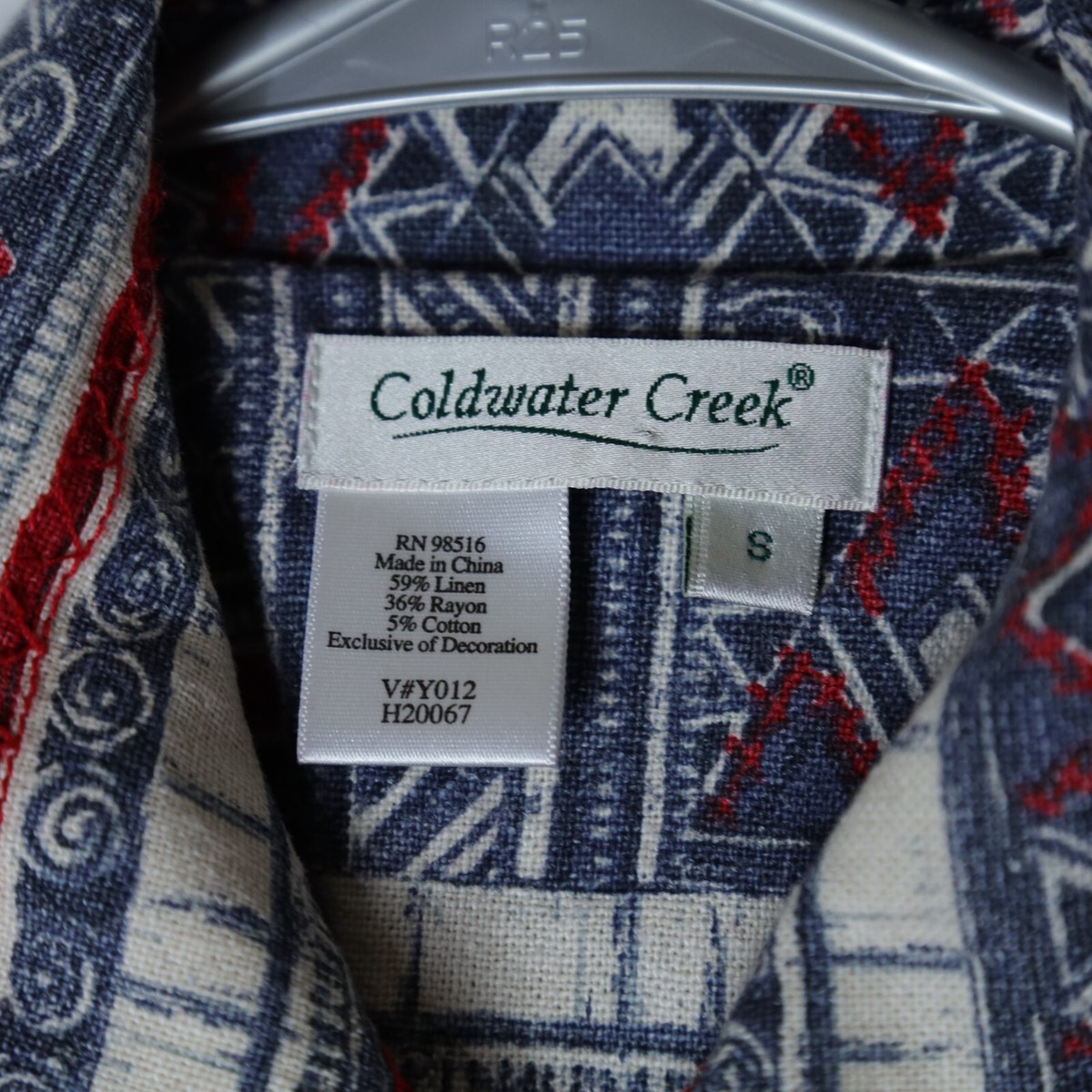 Coldwater Creek Linen Jacket Womens S Multicolor Patterned Long
