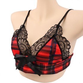 Women Shorts Lingerie Underwear Nightwear Bra Set Lace Sexy Red And Black Plai;