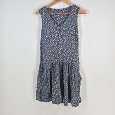 Unbranded womens dress size 6 shift blue floral sleeveless Vneck rayon 070271