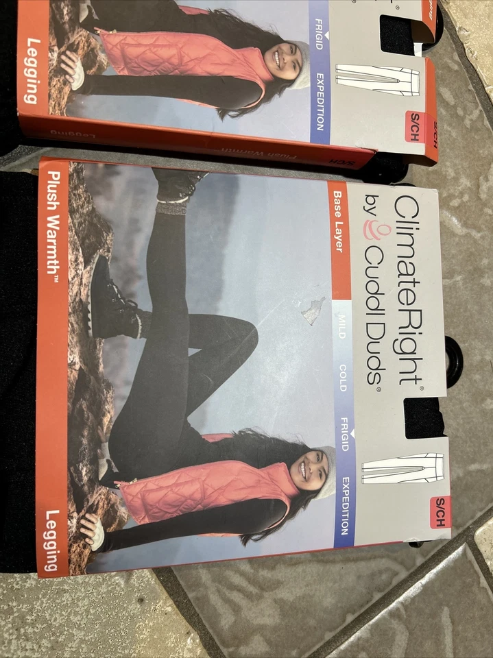 全新 2 对 Climate Right CUDDLDUDS CUDDL DUDS 黑色保暖紧身裤 女式 S — 第 2/4 张图片